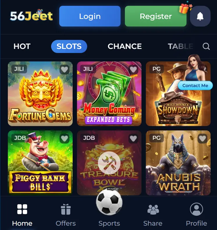 56Jeet Game APK features including smooth interface and casino games