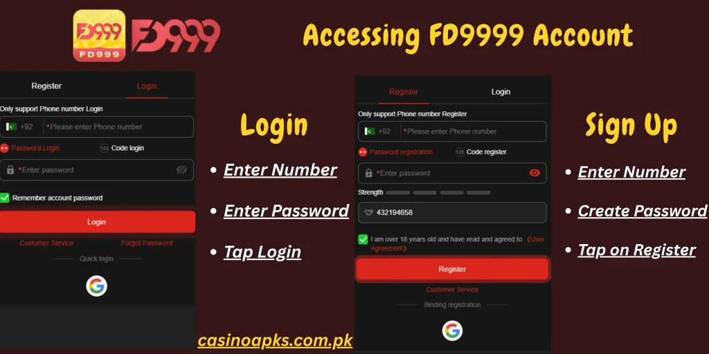 FD9999 Game - Sign Up and Log in Guide