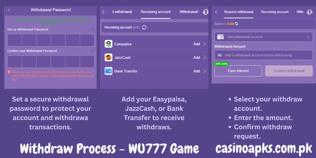 WU777 Game Withdraw process